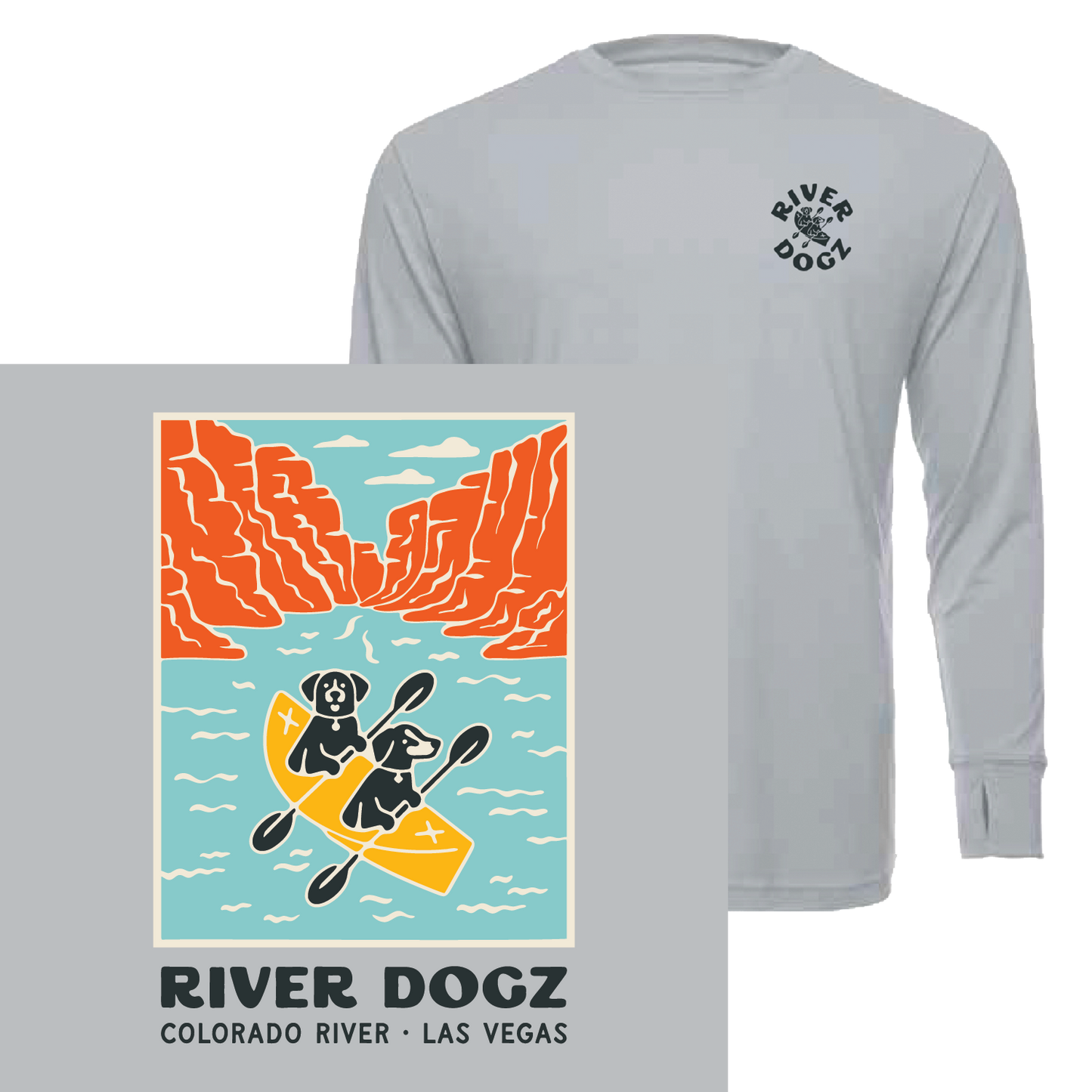"Dogs in Canyon" Quick Dry Long-Sleeve Performance Shirt