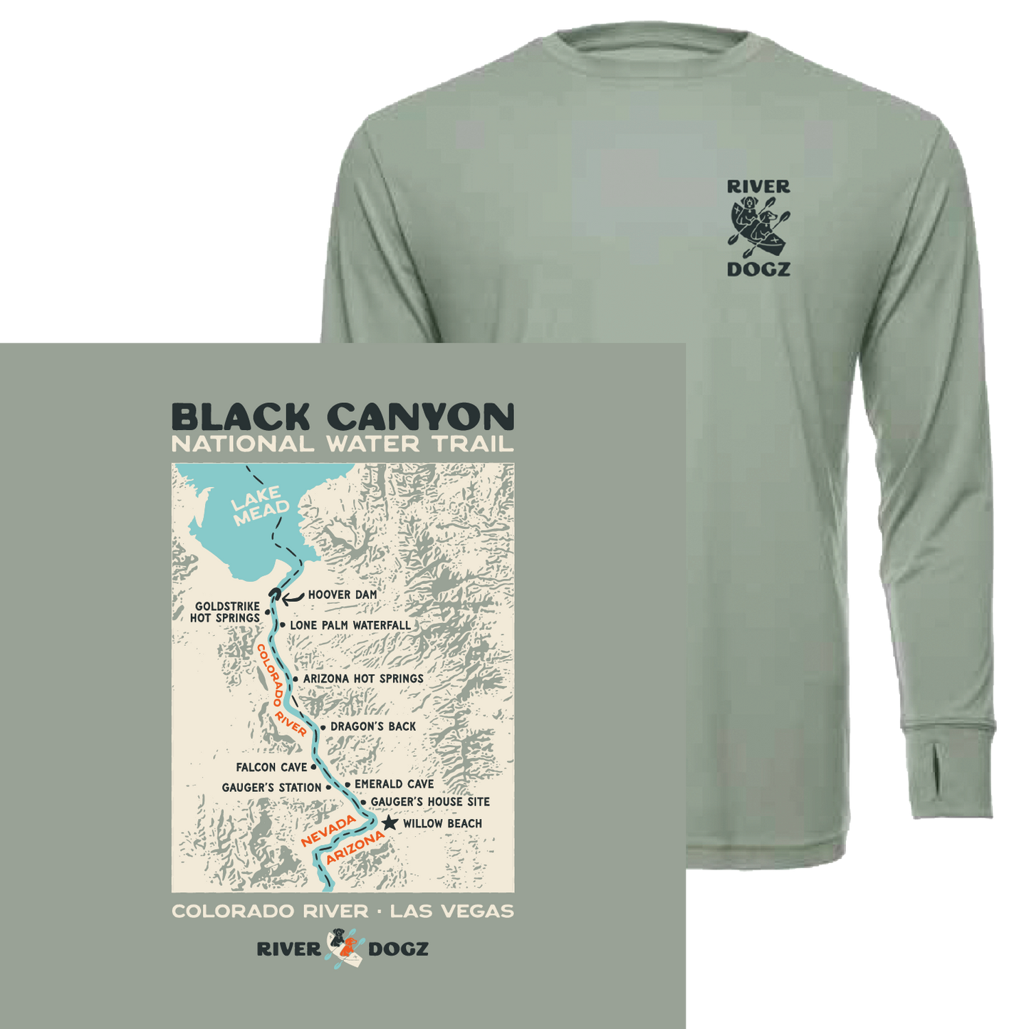 "Black Canyon Map" Quick Dry Long-Sleeve Performance Shirt