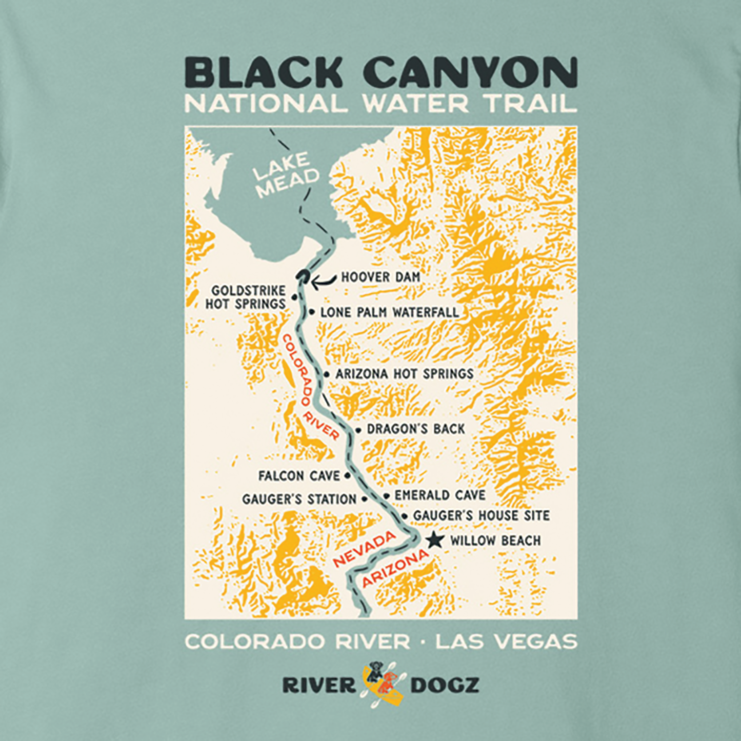 "Black Canyon Map" Short Sleeve T-Shirt