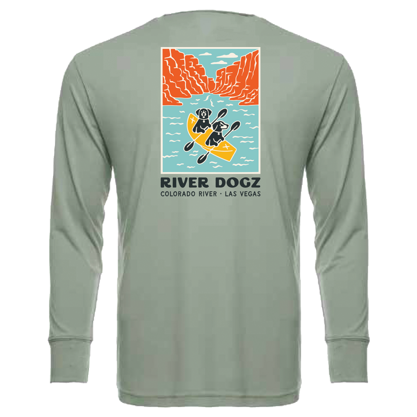 "Dogs in Canyon" Quick Dry Long-Sleeve Performance Shirt
