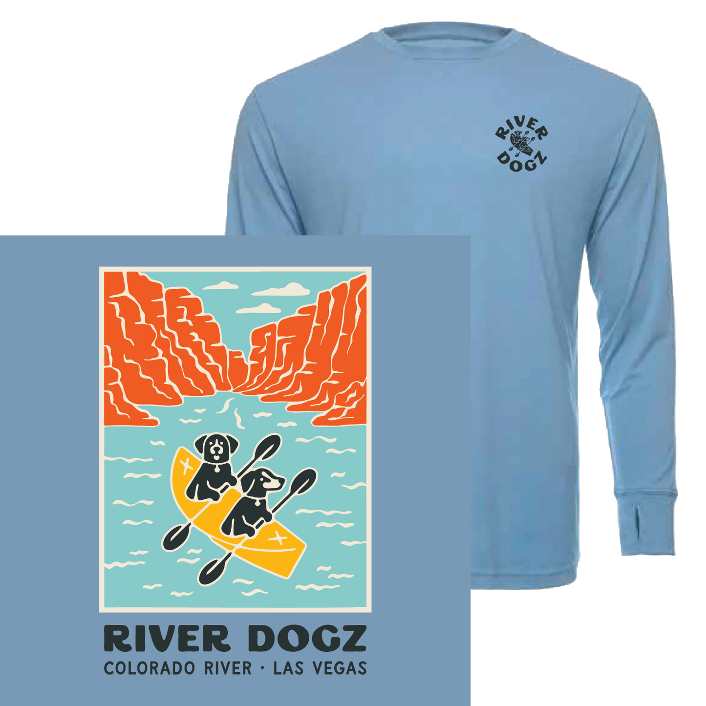 "Dogs in Canyon" Quick Dry Long-Sleeve Performance Shirt