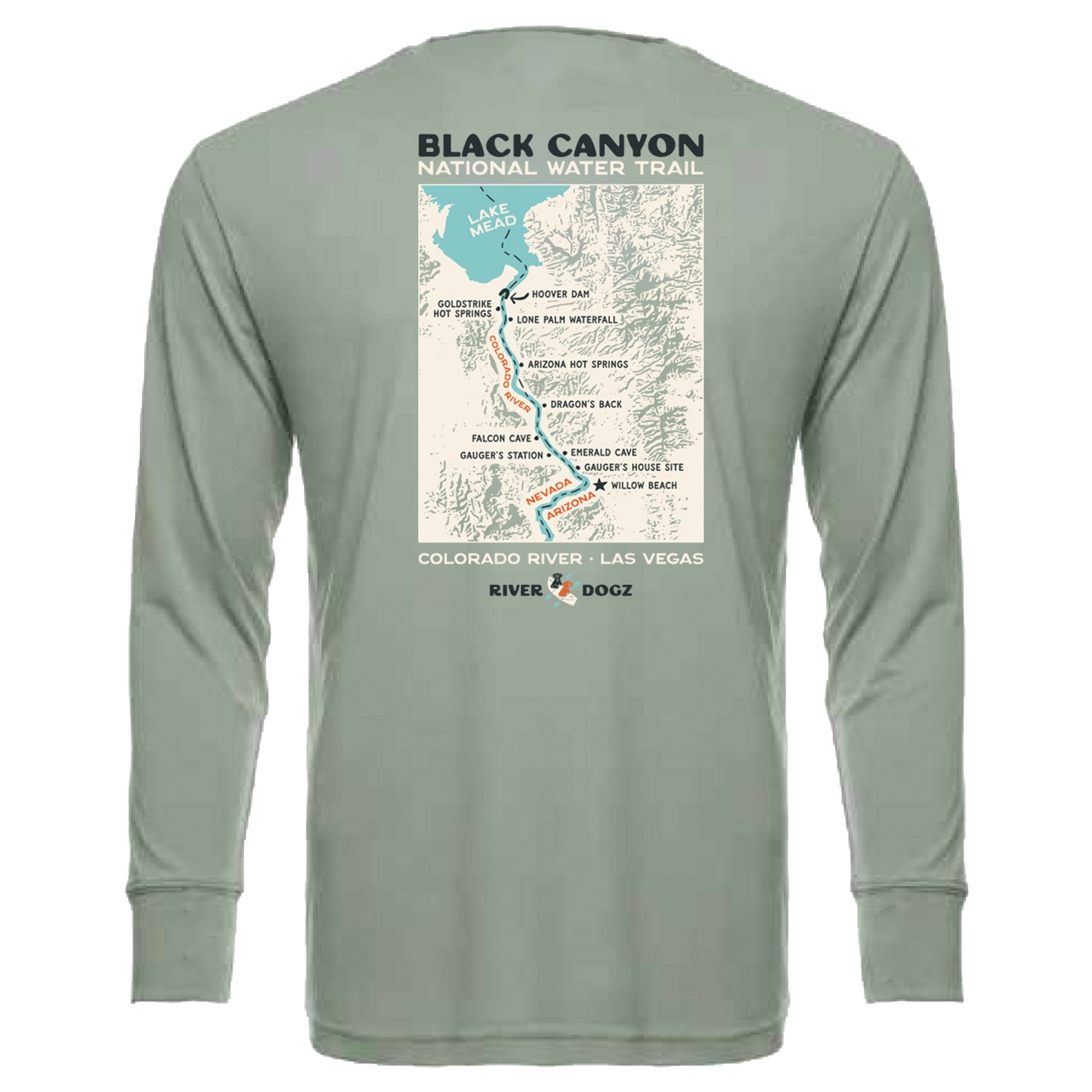 "Black Canyon Map" Quick Dry Long-Sleeve Performance Shirt