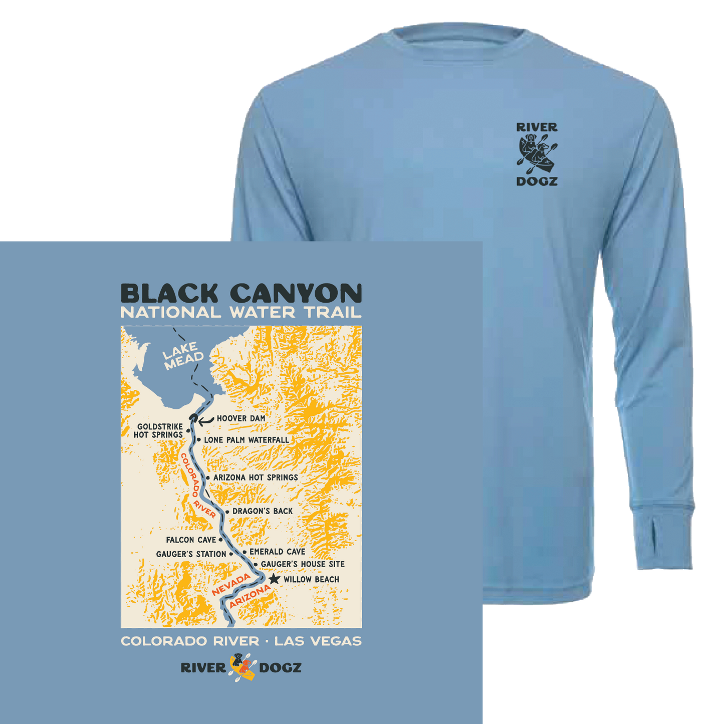 "Black Canyon Map" Quick Dry Long-Sleeve Performance Shirt