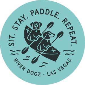 Sit Stay Paddle Repeat Sticker (Blue)