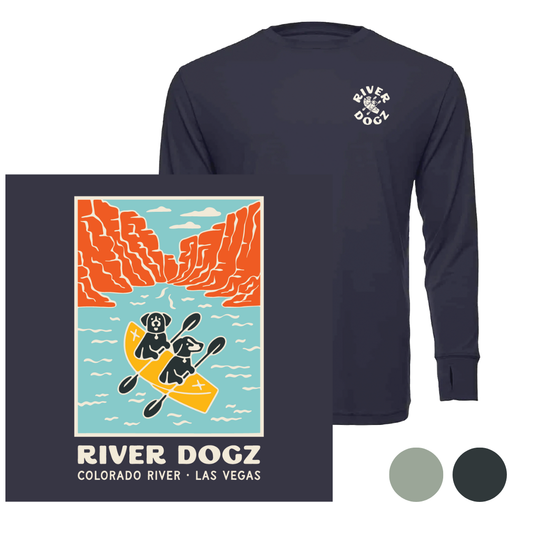 "Dogs in Canyon" Quick Dry Long-Sleeve Performance Shirt